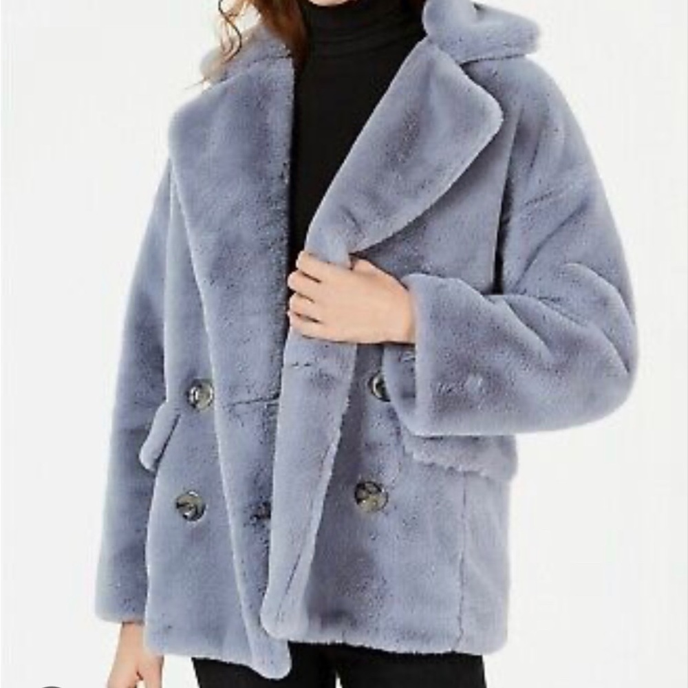 Free People Cloudy Day Faux Fur Pea Coat